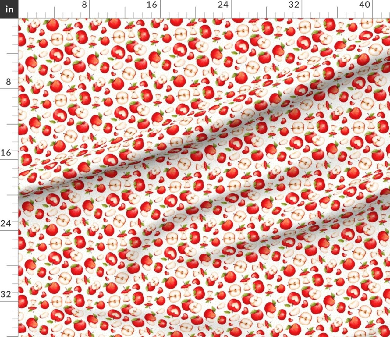 Red Apples White Teacher School Farm Fruit Kitchen Custom Printed Fabric by Spoonflower Various Fabrics by the Yard or Fat Quarter